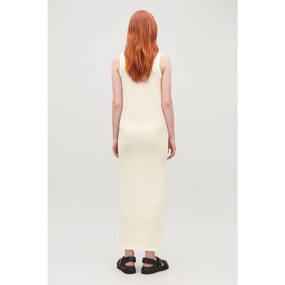 NWT COS Cream Colored Knit Scoop Neck Tank Maxi Dress Minimalist Size Large - Picture 4 of 6